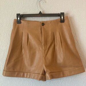 7 For All Mankind camel faux leather shorts XS